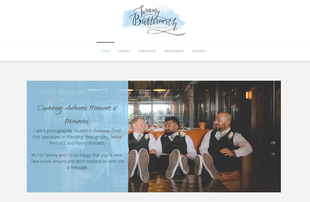 Photography Website Design for Tammy Butterworth