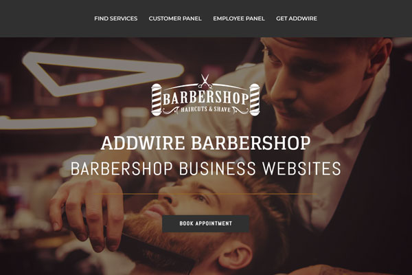 A screenshot of a barbershop website