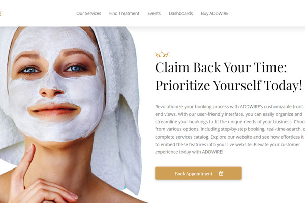 A screenshot of a beauty salon website